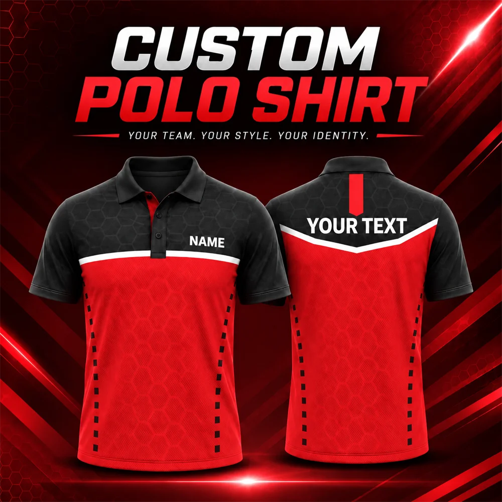 2026 Racing Team Polo Men Custom Name Text Color Design Quick Dry Breathable Short Sleeve Personalized Tournament Sports Jersey