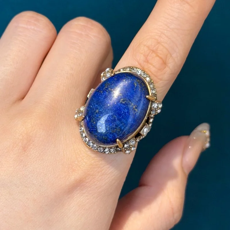 13 pcs Vintage Oval Tiger Eye Natural Stone Ring High Quality Jewelry Luxury Designer Women Accessories Retro Mother's Day Gifts