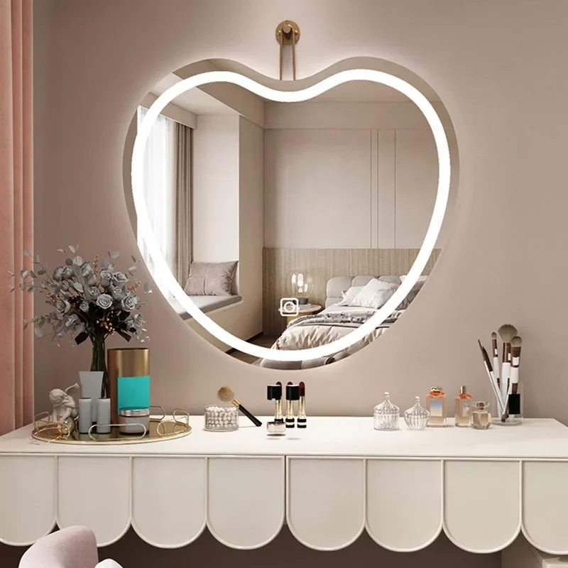 Led Light Makeup Aesthetic Mirror Girls Men Nordic Living Room Mirror Bedroom Nordic Espejos Decorativos Furniture Decoration