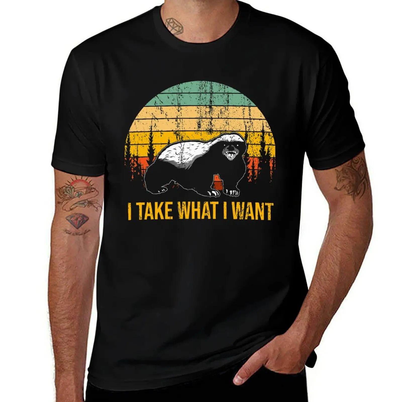 HONEYBADGER TEAM I DO WHAT I WANT HONEY BADGER DOES'NT CARE T-Shirt Basic Solid Color Casual Tee Shirt T-Shirt