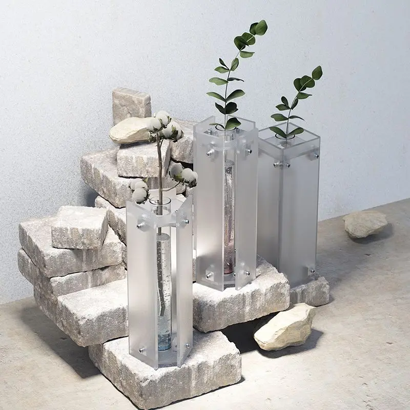 مزهرية زجاجية على شكل نباتات مائية إبداعية، مزهرية زجاجية من الأكريليك البلوري، تشكيلة زهور، فجل أخضر مائي