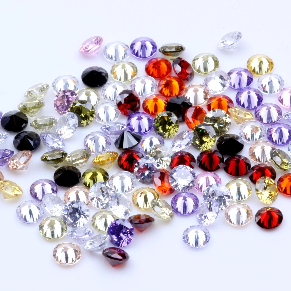 1000pcs AAAAA+ 1.0-4.0mm CZ Stone Round Cut Beads Mixed Colors Cubic Zirconia Synthetic Gems For Jewelry