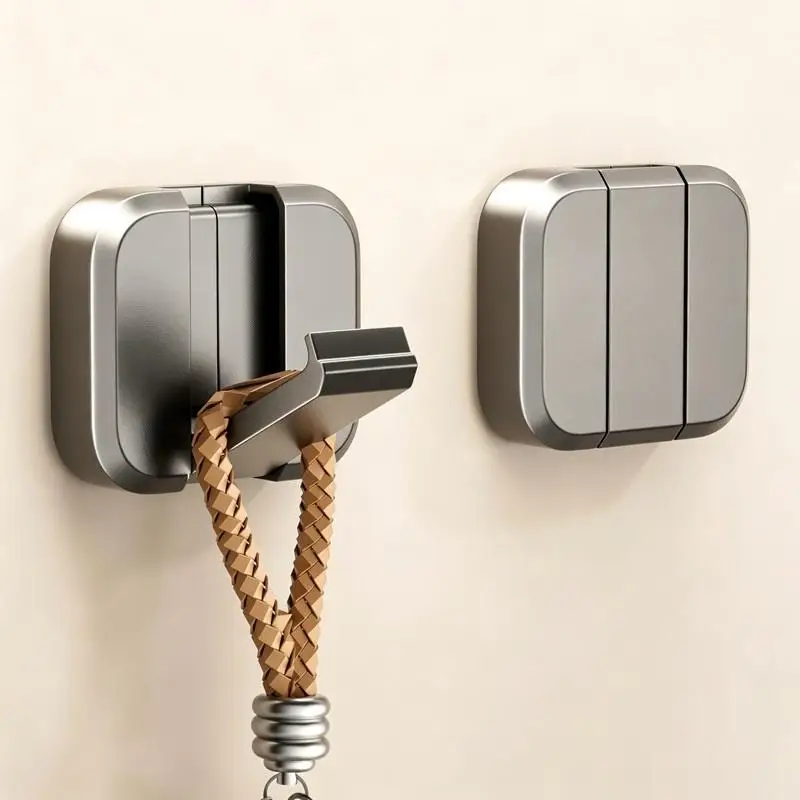 Foldable Wall Hook Punch-free Hidden Door Key Hooks Towel Hanging Rack Kitchen Bathroom Towel Hanger Coat Clothes Hooks