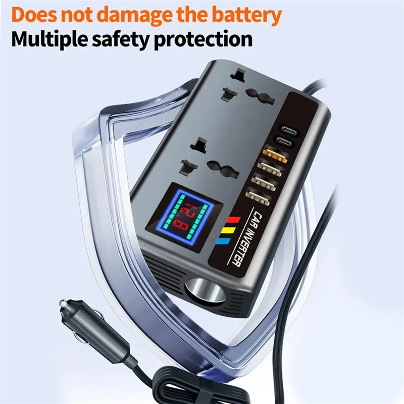 

Car Inverter 12V/24V to 220V Outlet Adapter with 3 USB Ports Fast Charging multi-function Automotive Charger for Auto Car Truck
