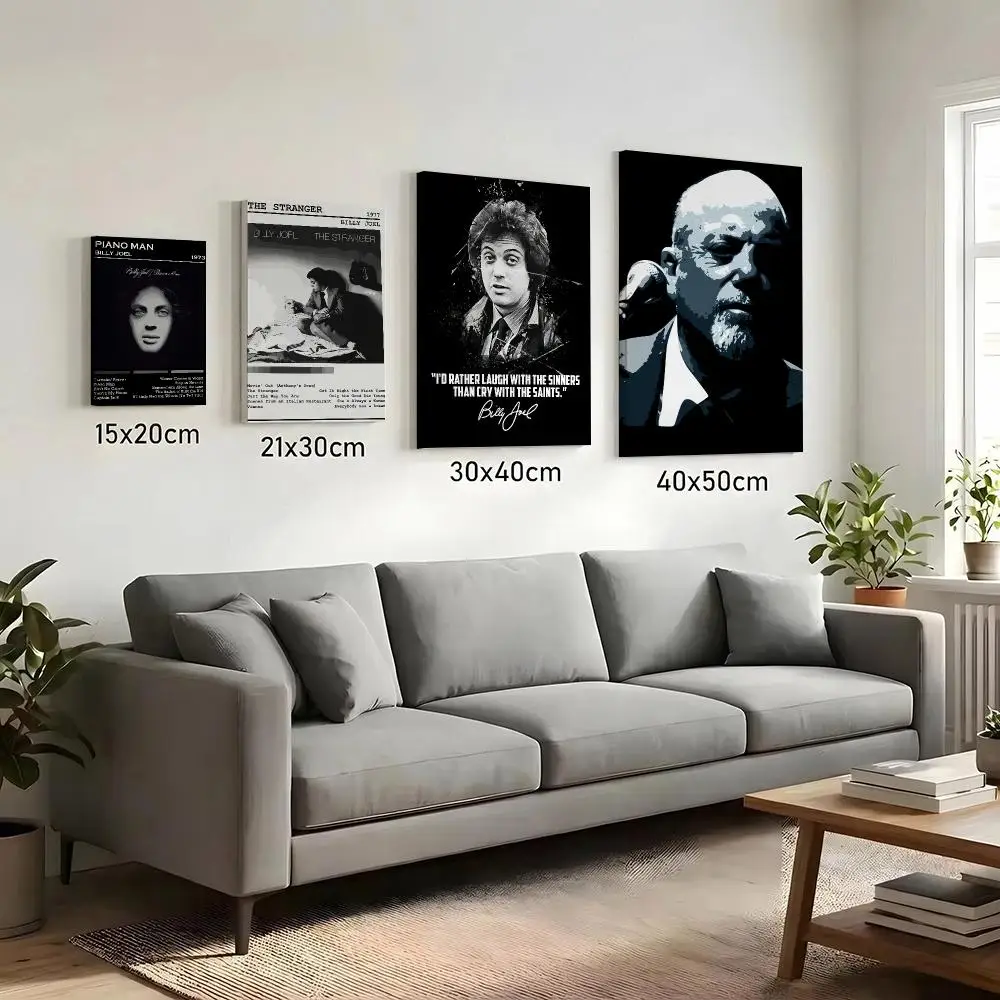Classic Singer B-Billy J-Joel Painting Calligraphy HD Canvas Print Poster Wall Art | Optional Frame | Modern Hallway Decor