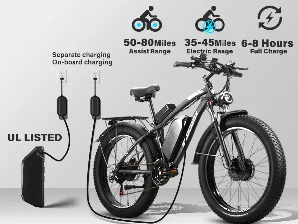 All-terrain Mountain Off-Road Electric Bicycle1000*2W Dual Motor 48V23AH Battery 26*40 Fat Tire Hydraulic Brake beach E- Bicycle