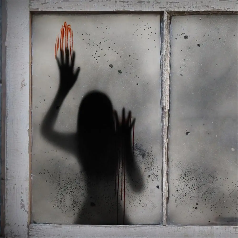Halloween Decorations Window Clings Scary Decor Ghost Bloody Handprint Haunted House Window Decals For Home Living Room Bedroom