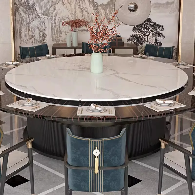 # Modern Design Solid Wood Hotel Restaurant Furniture Automatic Rotating Large Round Table And Chairs For Dining