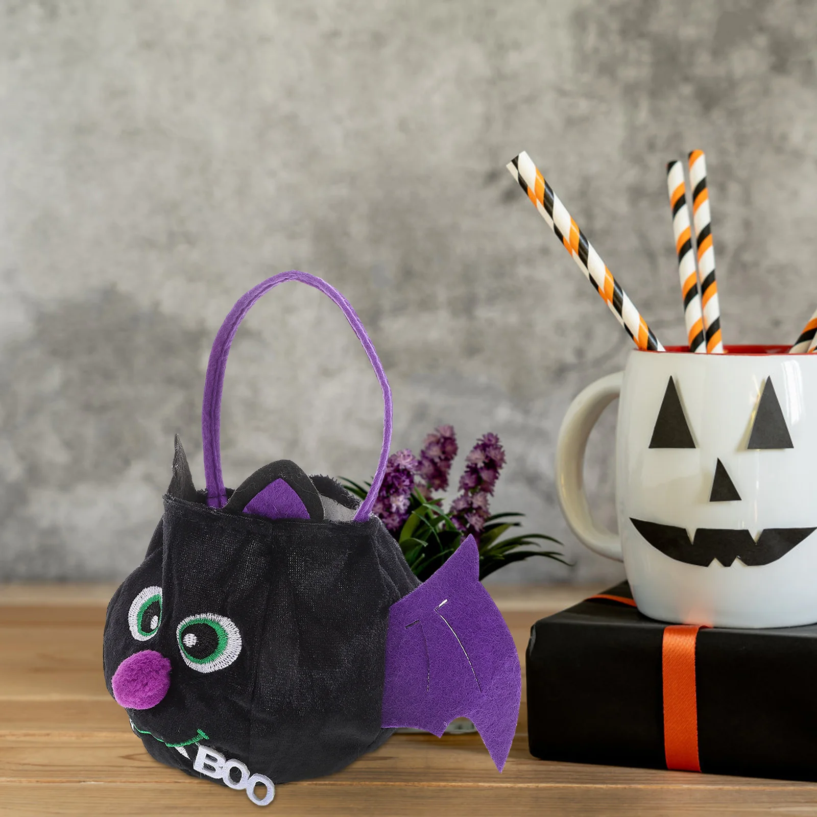 3 szt. Czarne torby na słodycze w kształcie nietoperza, duża pojemność, torby na upominki na Halloween, na przyjęcia dla dzieci, torby na prezenty, wzór z kreskówki