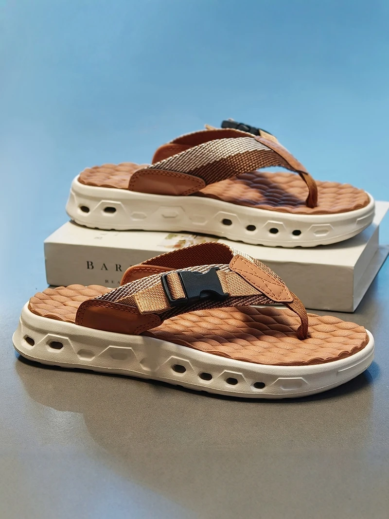 

Men's Summer Outdoor Anti-Slip Wear-Resistant Thick Bottom Comfortable Casual Beach Sandals Fashionable Crossbody Slippers