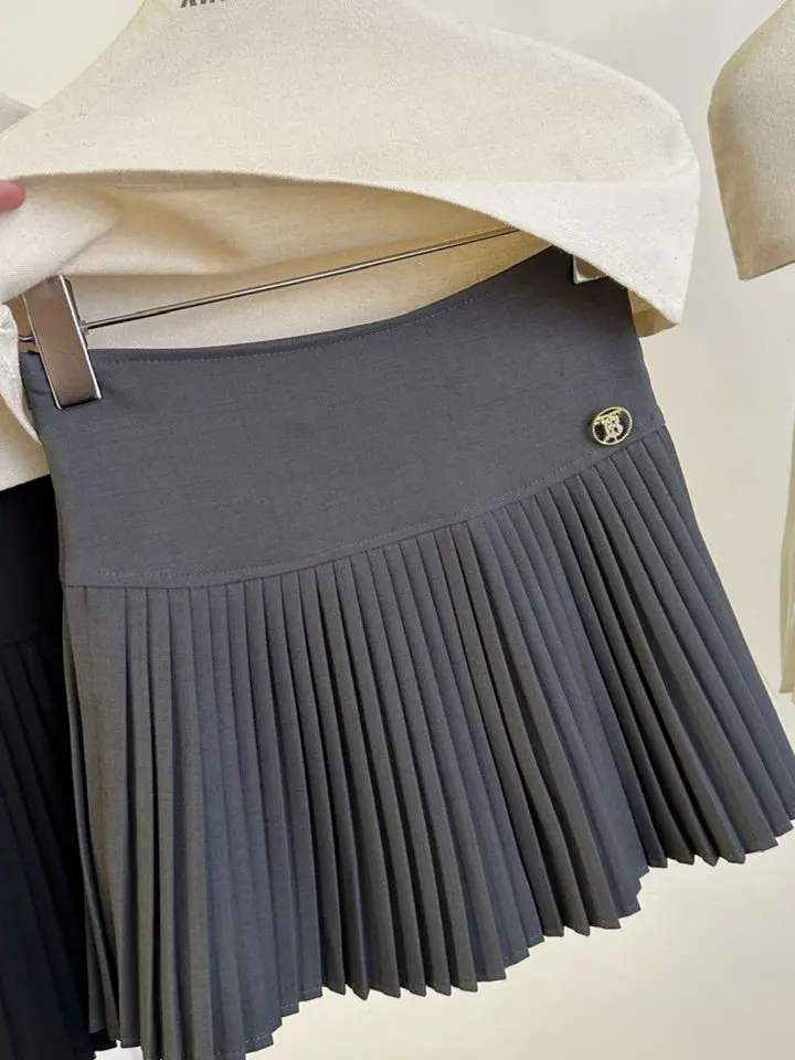 Jupe trapèze plissée taille haute pour femmes, flatteur, assortie avec tout, empêche l'exposition, fermeture éclair latérale, nouvel arrivage été 2025