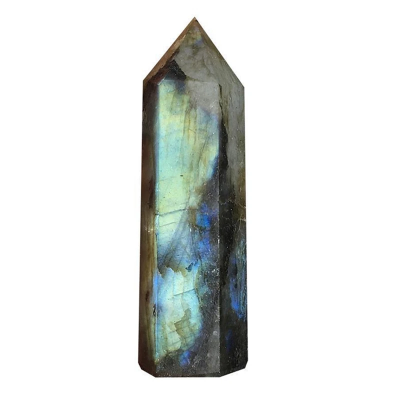 Moonstone Crystal Column Natural Labradorite Quartz Obelisk Crystal Column Wand Point Healing Stone Home Decor 7-8cm