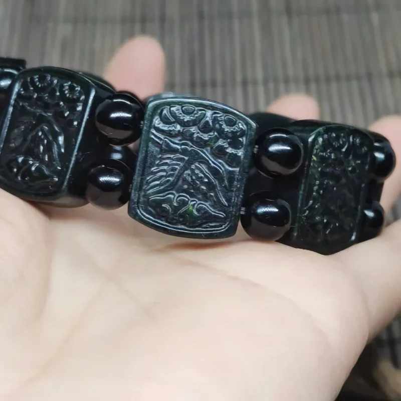Black Ink Jade Crane Bracelet with Magnetic Medicine King Stone  price is one pc