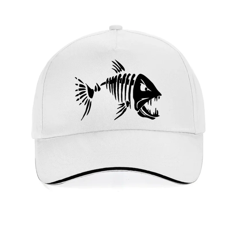 Men Outdoor Fishing Cap Fishing Hat Baseball Golf Hunting Cap with Cartoon Fish Bones Snapback Hat