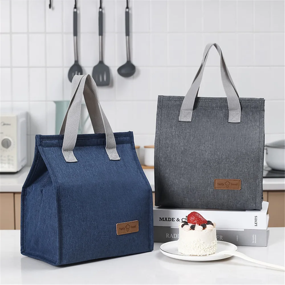 New Portable Lunch Bag Waterproof Thermal Insulated Lunch Box Bento Pouch Dinner Insulation Bag Student Thickened Tote Lunch Bag