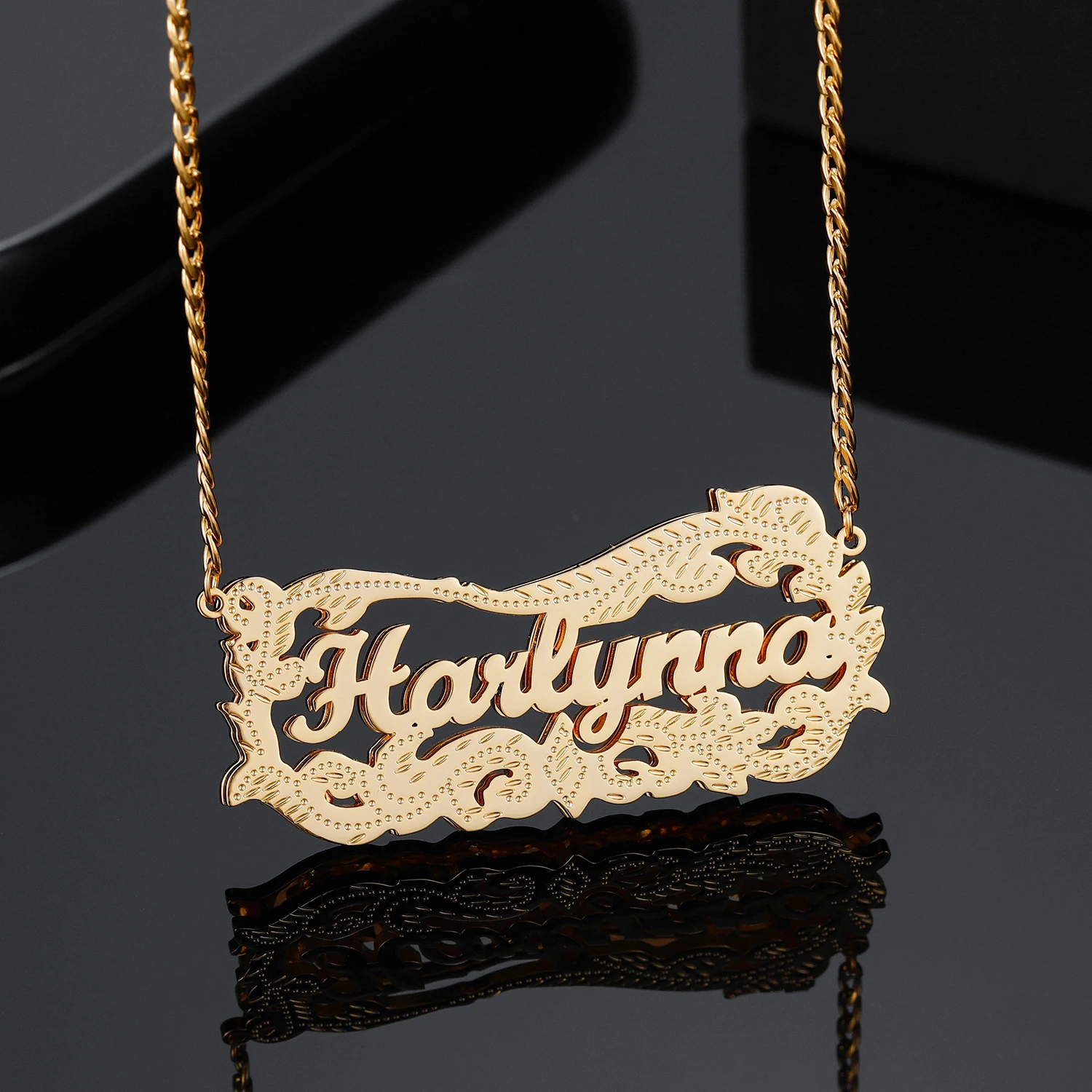 

Customized Necklace 3D Name 14K Gold Plated Double Layer Stainless Steel Nameplate For Women Bridesmaid Gifts Personalised