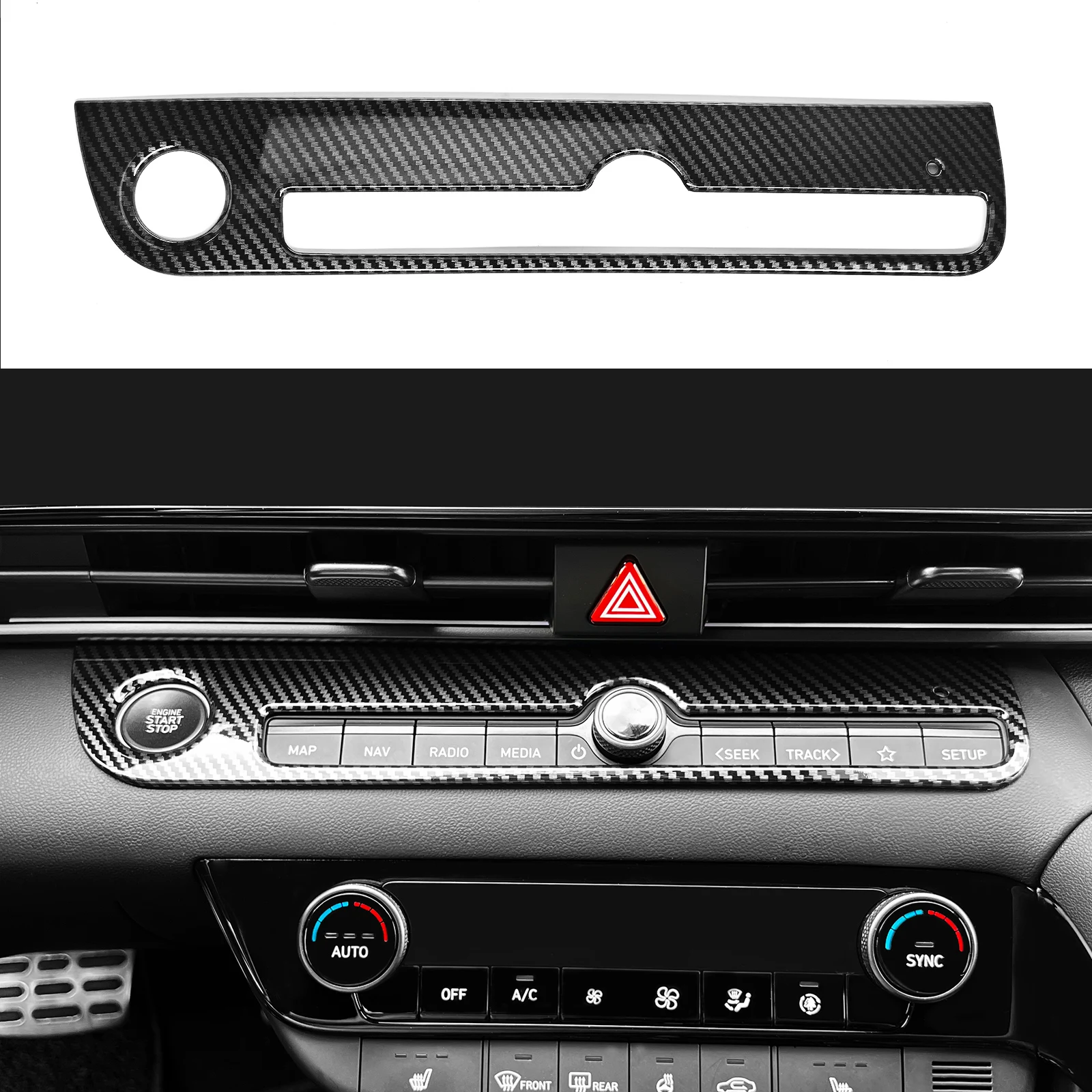 LHD Carbon Fiber Style Center Console Button Water Cup Handbrake Gear Shift Interior Cover Trim For Hyundai Elantra CN7-N Line