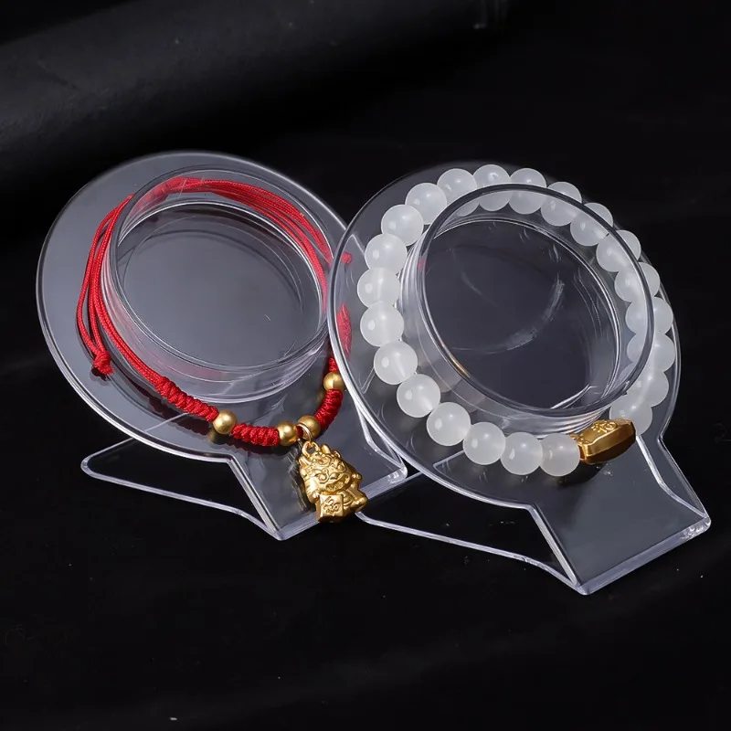 Simple Circular Stable Hard Transparent Acrylic Bracelet Display Rack Jewelry Packaging Jade Stand Crystal Agate Organizer Props