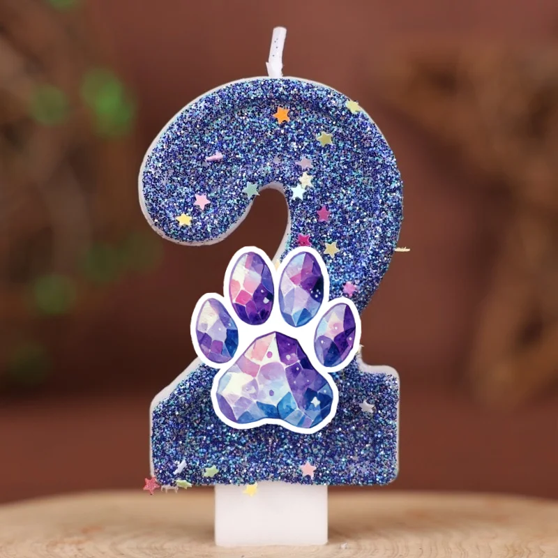 Cat paw prints Digital Candle Number 0-9 Kids Birthday Cake Decoration Supplies Cartoon Anime Party Accessories Supplies