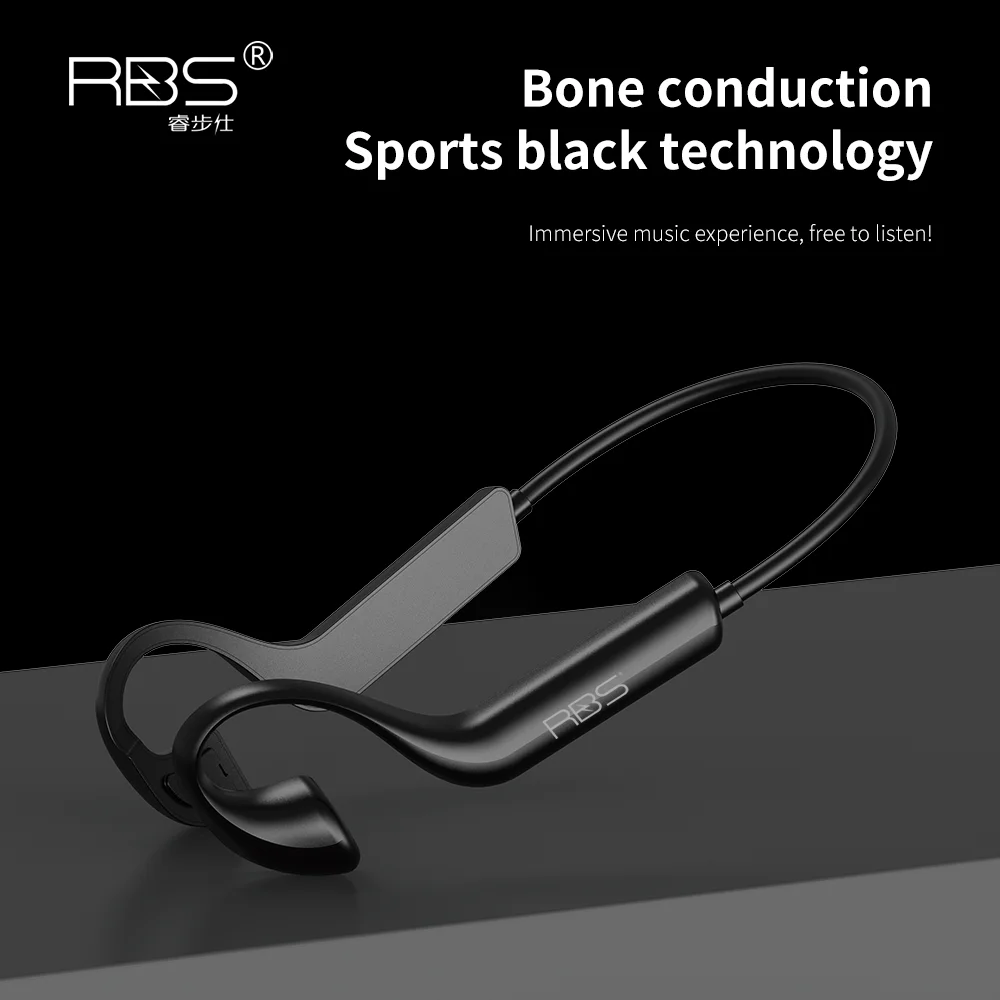 Bone Conduction Bluetooth Headphone Sports Earphone Wireless Headset with Mic Ear Hook Bass Hifi Stereo Black