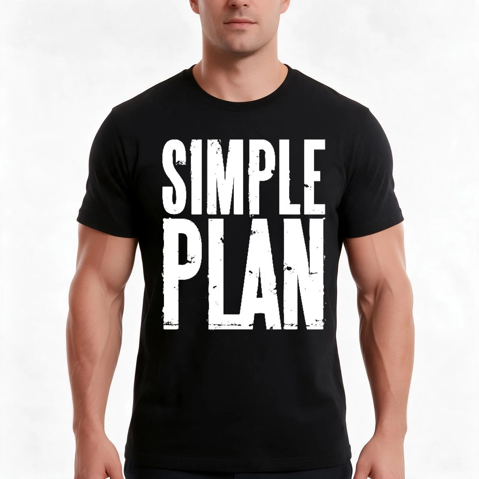 Simple Plan Logo Essential T-Shirt, Summer Casual Cotton Tee, Oversized Streetwear Tops, Vintage Graphic Print, Unisex Men Women