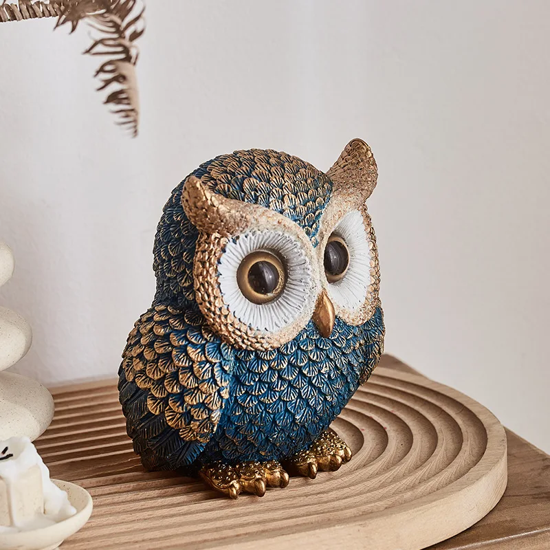 Cross-Border American Retro Owl Desktop Ornament TV Wine Cabinet Decoration Resin Craft Housewarming Gift