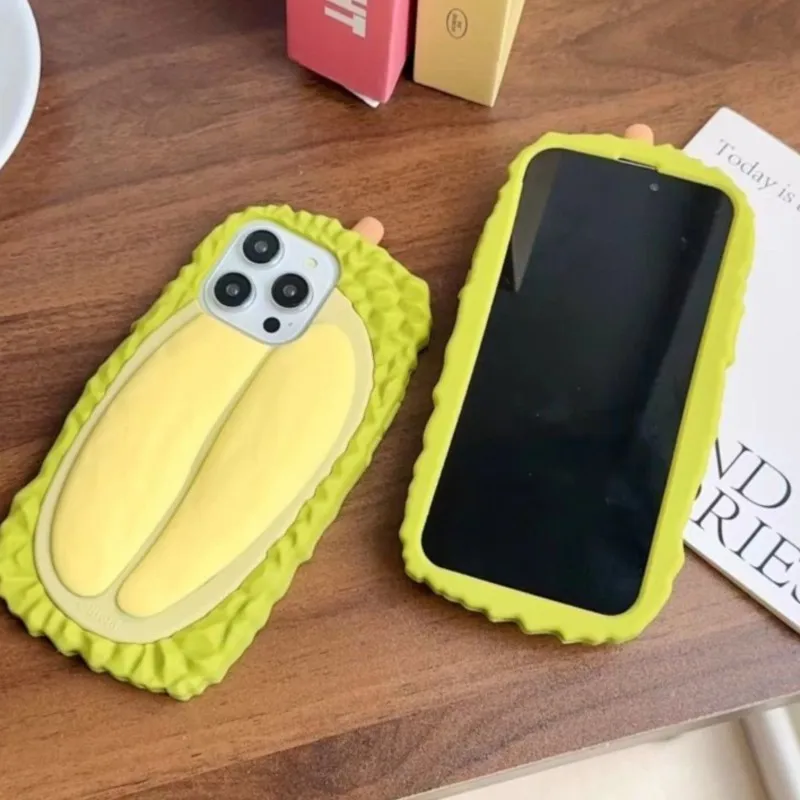 Cute Funny 3D Realistic Durian Phone Case for iPhone 17 16 15 14 13 12 Pro Max Thick Soft Silicone Anti-drop Protective Cover view 6