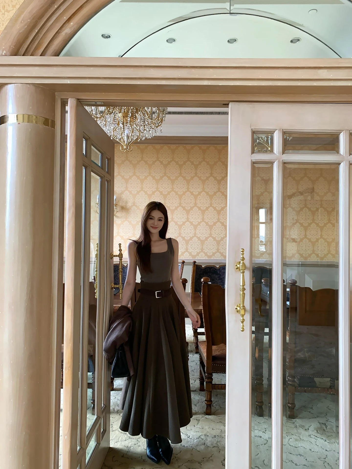 

Модный универсальный комплект для подружек невесты: приталенное платье и юбка с пэчворком, осенняя новинка, костюм из двух предметов