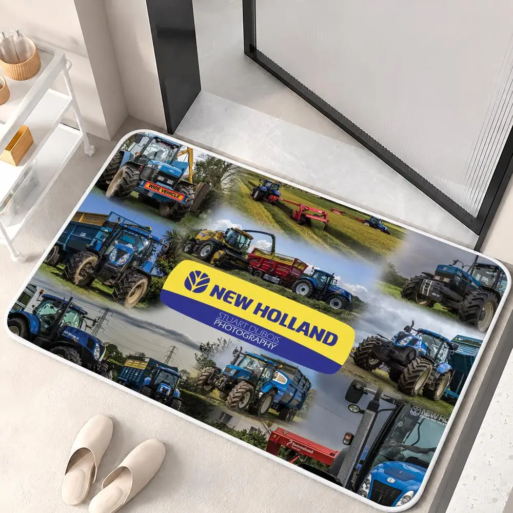 New H-Holland Tractor Farmhouse Floor Mat Flannel Rug Soft Non Slip Door Mat For Bathroom Bedroom Kitchen Living Room Home Decor