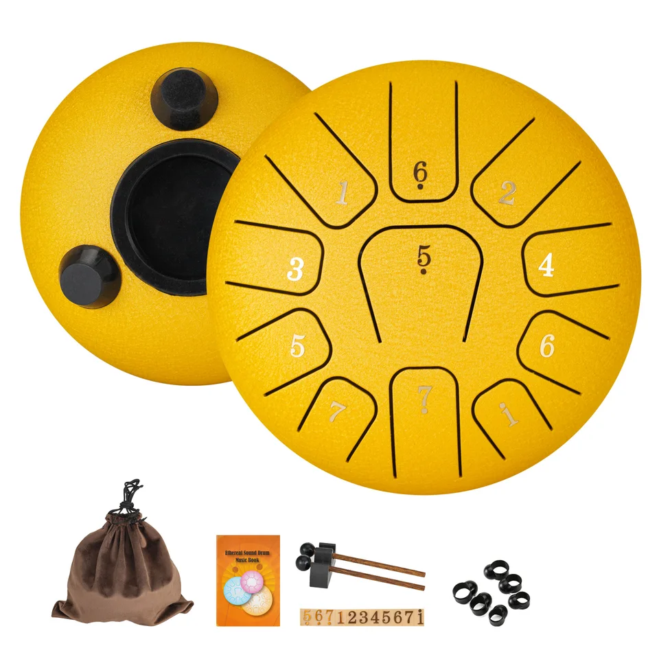 Miwayer 6" Steel Tongue Drum Gift Set | 11-Note Sound Healing Instrument w/Tuning Kit | Yoga/Meditation/Anxiety Relief Tool, image 11