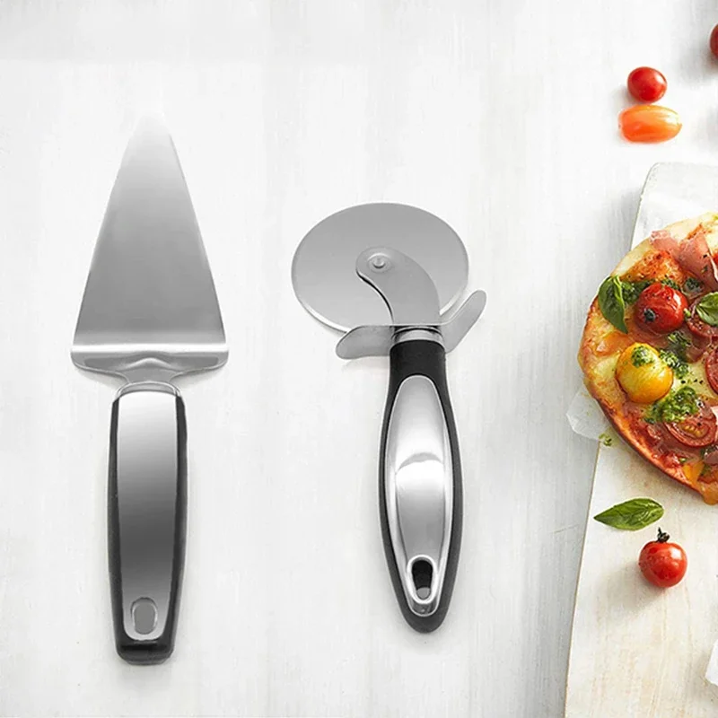 Premium Stainless Steel Kitchen Pizza Cutter Wheel Server Tools Home Knife Waffle Cookies Cake Bread Dough Slicer Baking Gadgets