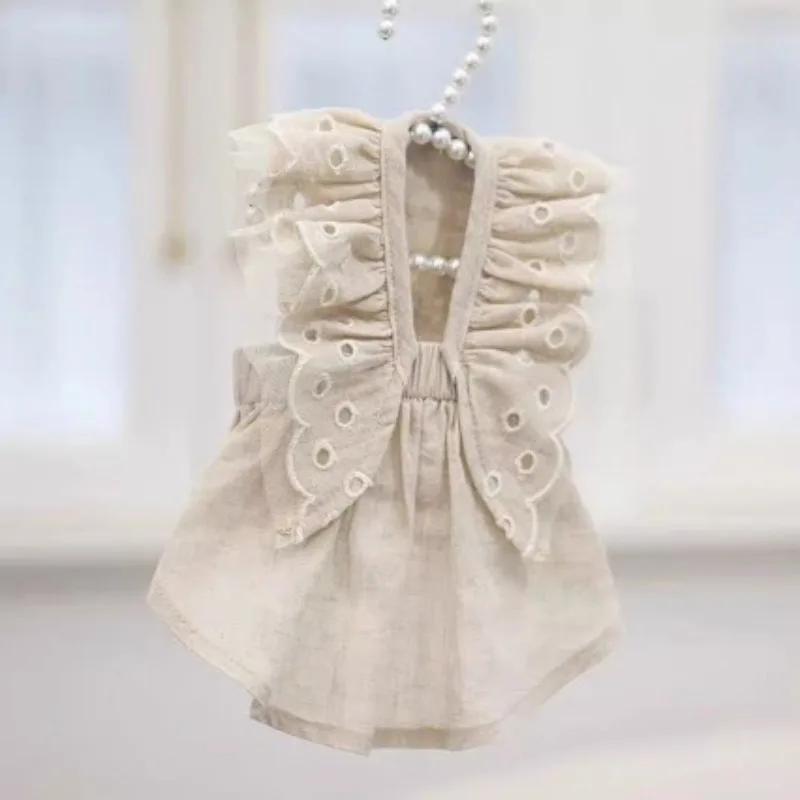 

Dog Dress Princess Printed Lace Ruffle Doll Collar Flutter Sleeves Princess Dress for Small Dogs Girl Pet Clothes Summer Dress