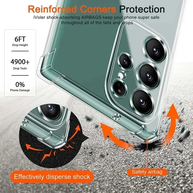 Luxury Shockproof Clear Phone Case For Samsung Galaxy S20 FE S21 Plus S22 S23 S24 Ultra Silicone Transparent Soft Back Cover