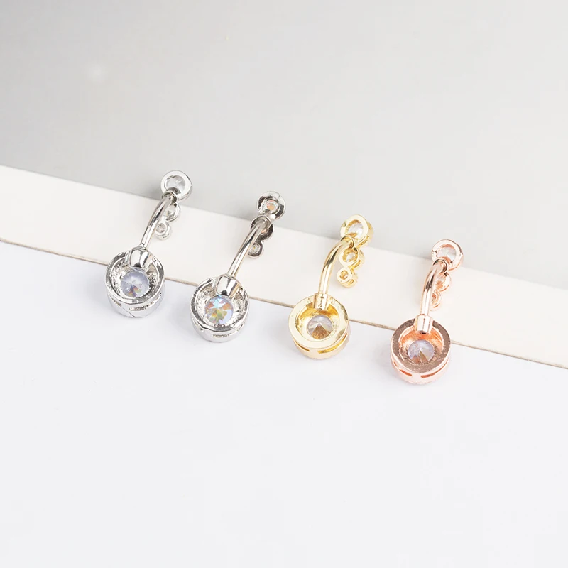 1pcs Stainless Steel Navel Nail, Round Zircon Navel Buckle, Navel Ring, Anti-Allergy Puncture Piercing Jewelry