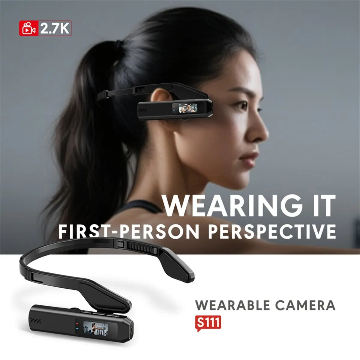 A26Z S111 2.7K Wi-Fi HD Body Camera Head Wearable Vlogging Digital Camcorder 12 MP 2.7k 60FPS Photopraphes Filming White