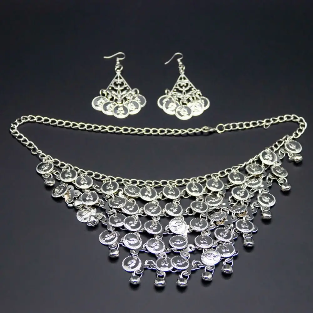 Belly Dance Jewelry Vintage Bohemian Indian Jewelry Sets Professional Performance Dance Necklace Earrings Hair Accessories