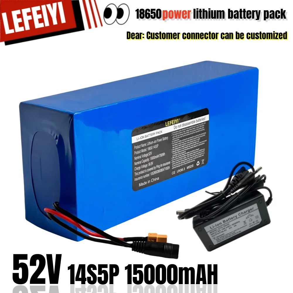 100% original18650 14S2P Li-ion battery pack 52V15 00mAh rechargeable battery for bicycles, scooters, tricycles withbuilt-in BMS