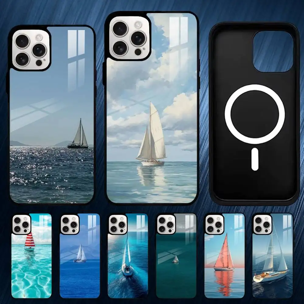 

Чехол для телефона S-Sailboat для iPhone 17,16,15,14,13,12,11, Plus, Pro, Max, чехол для беспроводной зарядки Magsafe