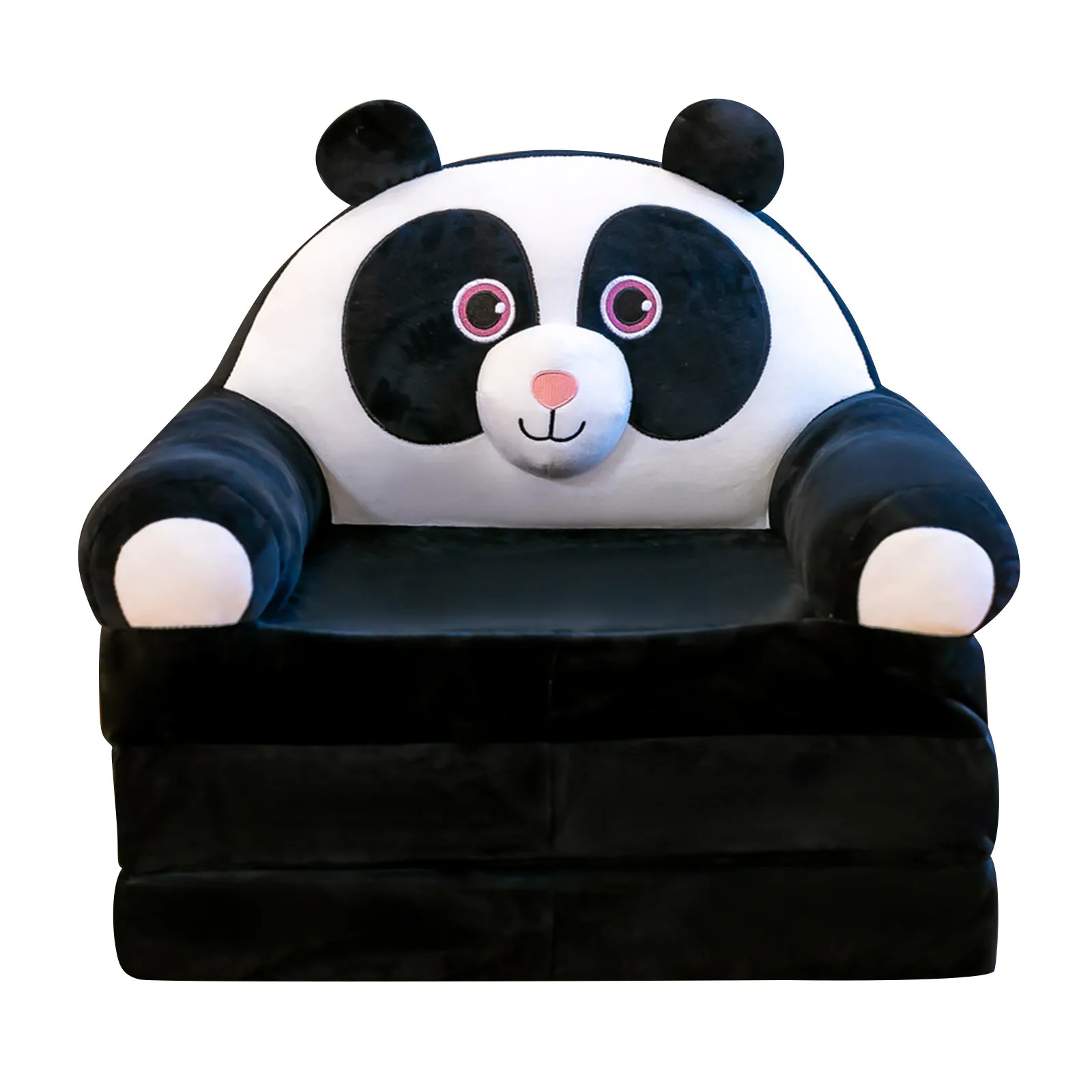 Plush Foldable Kid Sofa Backrest Armchair Foldable Children Sofa Cute Cartoon Lazy Sofa Flip Open Sofa Bed Only Cover No Filling