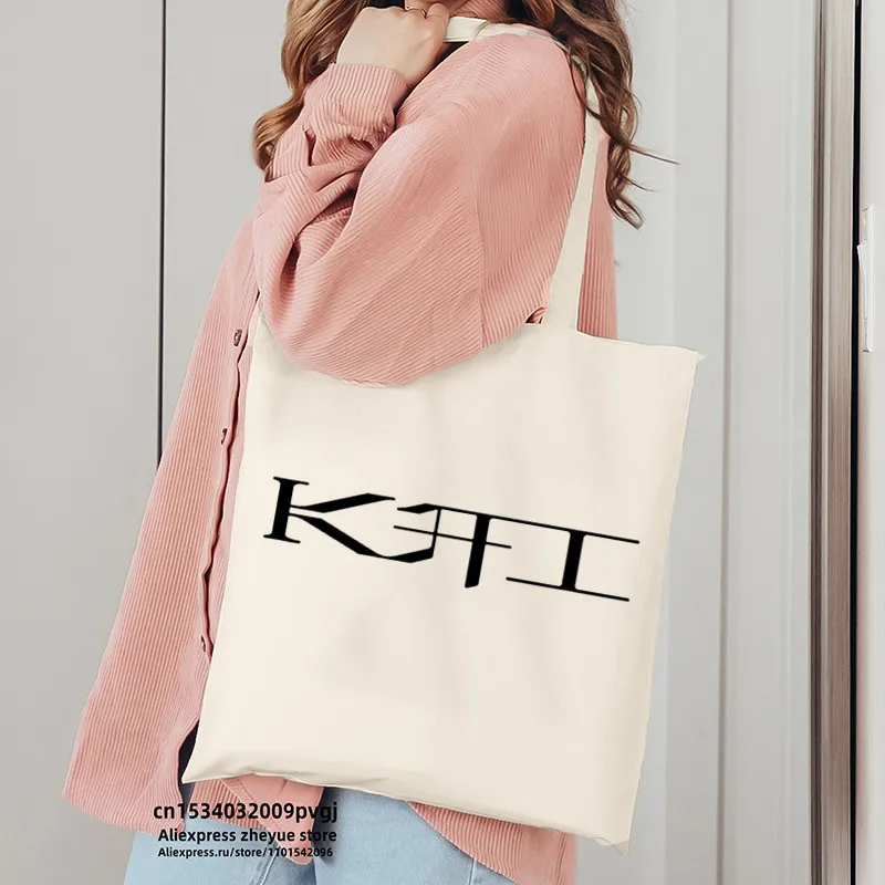 KPOP EXO KAI Women Korean Style Shopping Bag Canvas Bags Shopper Security Night Jute Bag Foldable Bag Reusable Shopper Canvas