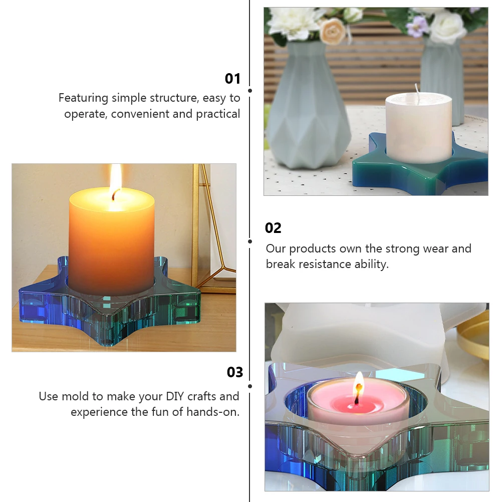 

Five-Pointed Star Holder Mold Diy Crafts Silicone Mould For Home Decorative Candlestick Desktop Craft Storage Holder