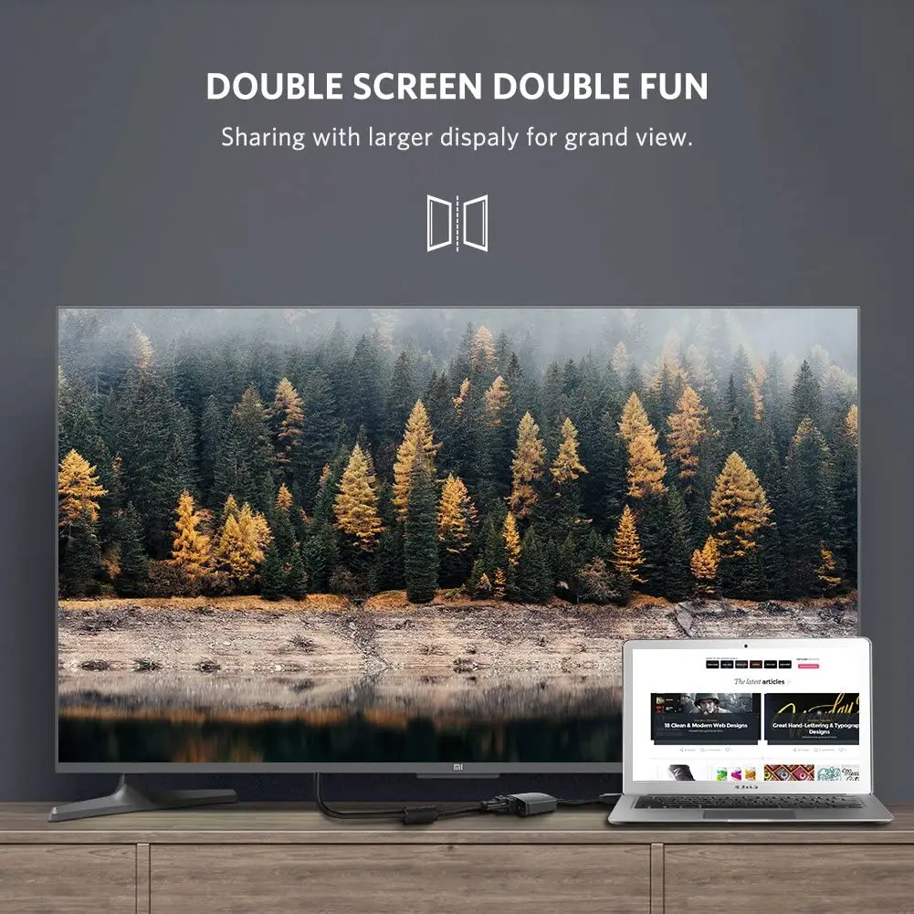 Adaptor UGREEN Mini DisplayPort ke HD-MI VGA 2 in 1 Mini DP Converter 1080P Thunderbolt 2 Male to Female