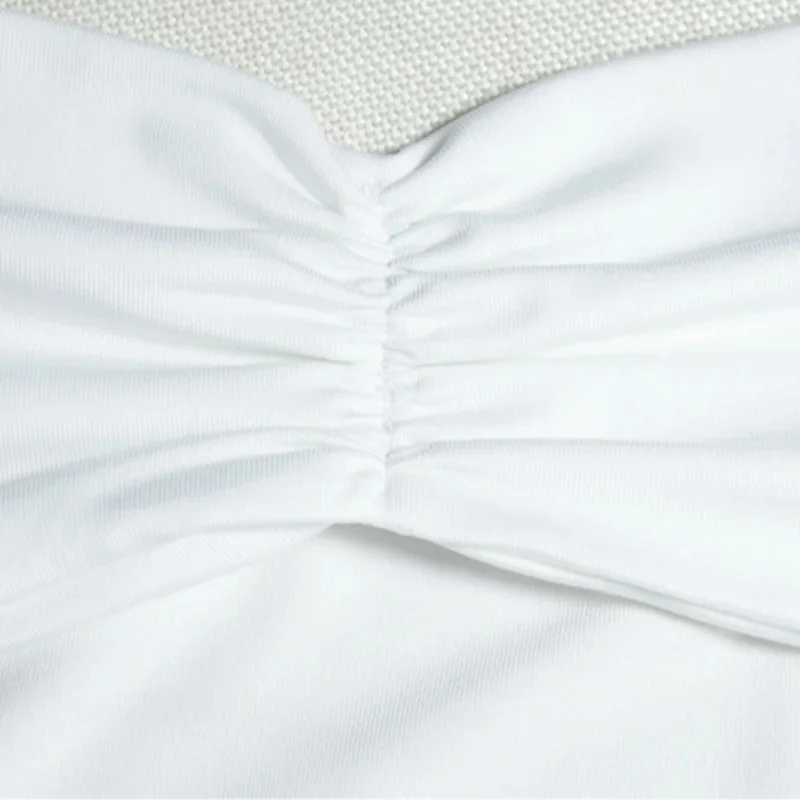 Elegantes, solides Bikini-A-Linien-Sling-Kleid für Damen, rückenfrei, ärmellos, aushöhlen, mit Schleife, Rüschen, Patchwork-Robe, 2025, neue Partykleider – Detail 6
