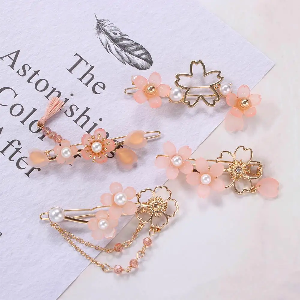 Fashion Kids Kawaii Gift Woman For Girls Flower Hairpins Tassel Hairclips