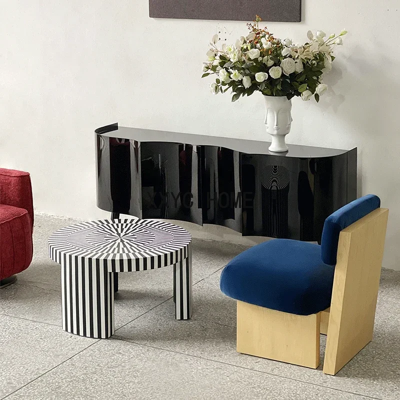 

Modern Simple Black & White Kaleidoscope Coffee Table Set