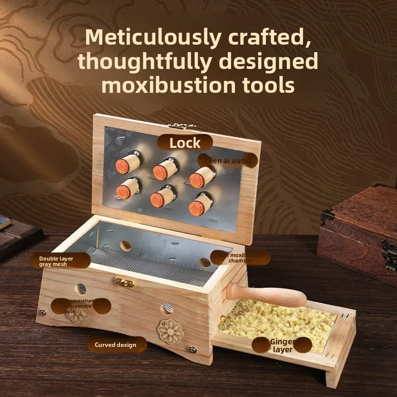 Home Wooden Moxibustion Case Portable Moxa Burner Full Body General Moxibustion Container Tool