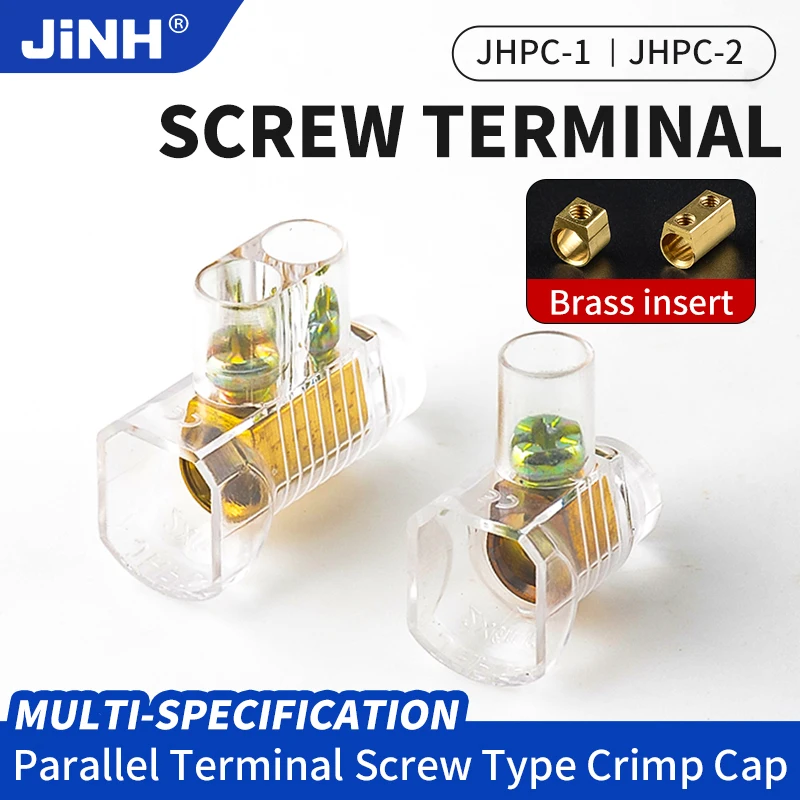 20Pcs JHPC 1/2 Position Quick Connect Crimping Cap Terminal Block Transparent Pure Copper Closed End Wire Connector for Lighting