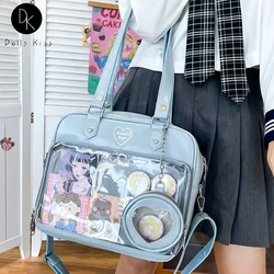 JK Ita Uniform Bag for Girls Harajuku Clear School Bags High Quality Pin Badge Display Shoulder Bag Ladies Clear Window Totes