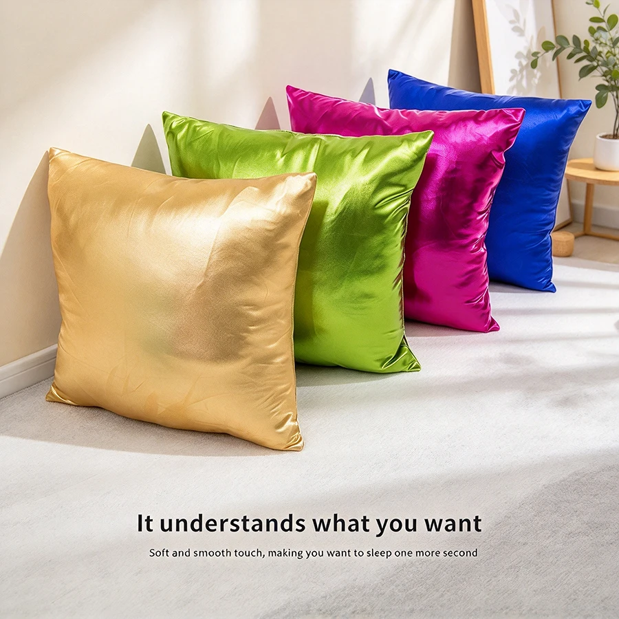 9 Farben 45x45cm Metallisch Glänzende Einfarbige Kissenhülle PU-Folie Hotel Schlafzimmer Wohnzimmer Kissenbezug Party Event Heimdekoration – Detail 3