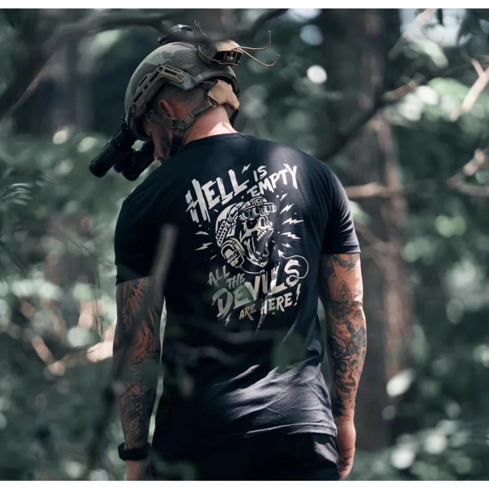 2026 Summer Fashion Men Clothes Fashion Tactical T-Shirts Streetwear Cotton Loose Tops Breathable Sporty Tee Military Enthusiast